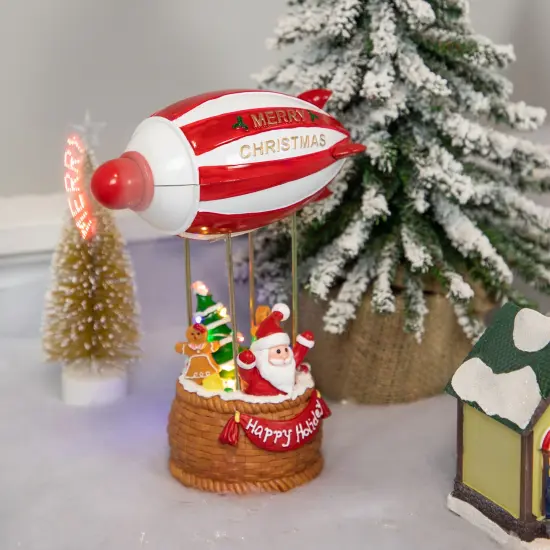 Northlight Musical and Animated Blimp and Santa Christmas Decoration - 8.5" - Red and White {3}
