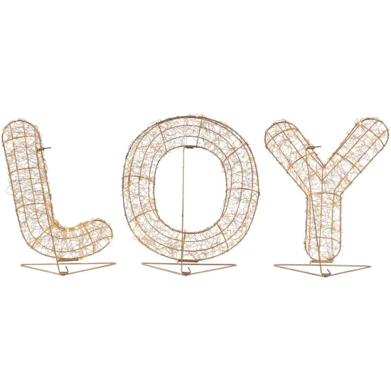 Northlight LED Lighted Twinkle "Joy" Metal Wire Outdoor Christmas Decoration - 16" - Gold {7}