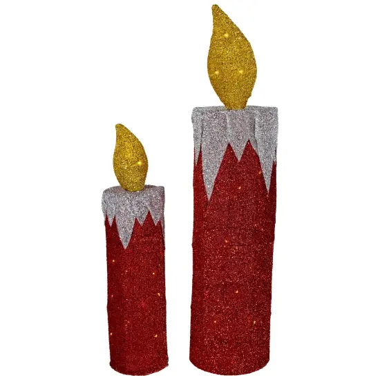 Northlight LED Lighted Candles Outdoor Christmas Decorations - 22.75" - Red - Set of 2 {1}