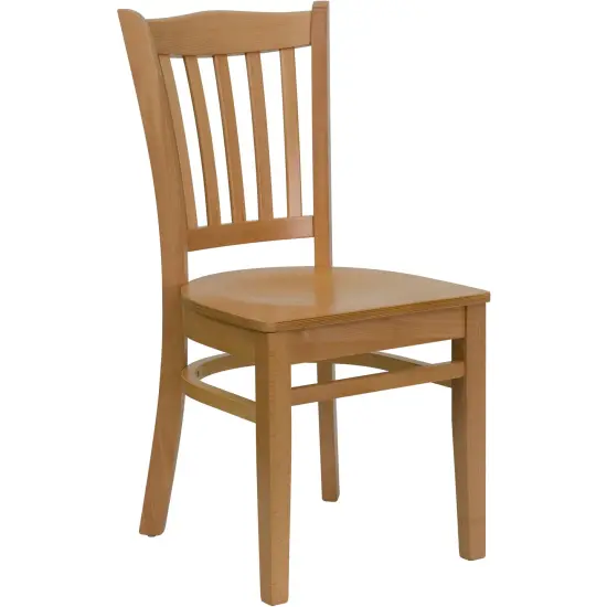 Emma and Oliver Vertical Slat Back Wooden Restaurant Dining Chair NaturalSeat/Natural {1}