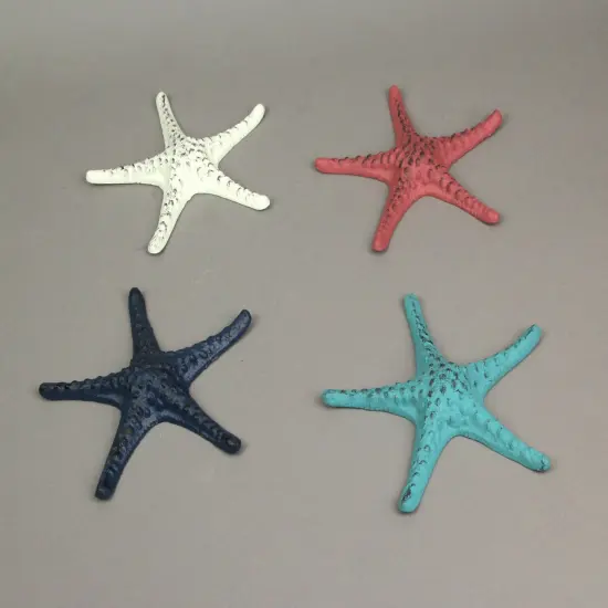 Set of 4 Cast Iron Starfish Home Decor Sea Sculpture Coastal Table Decorations {3}