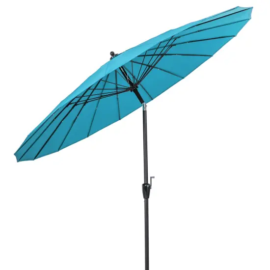 9 Feet Round Patio Umbrella With 18 Fiberglass Ribs Turquoise {4}