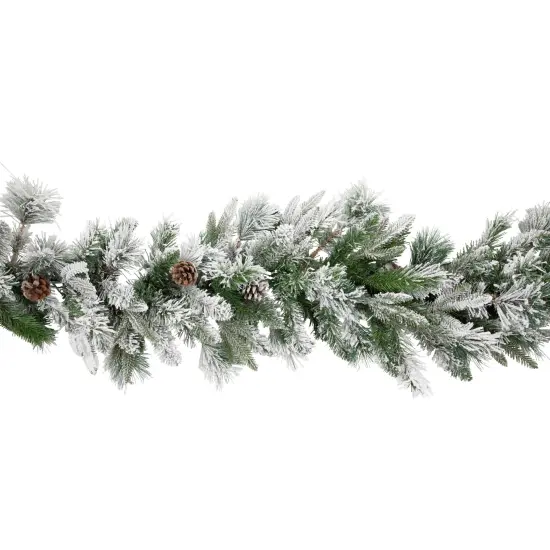 Northlight Real Touch&trade;️ Flocked Rosemary Emerald Angel Pine Artificial Christmas Garland - 9' x 14" - Unlit Green {6}