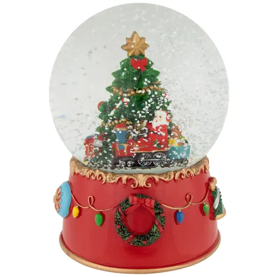 Northlight Train and Christmas Tree Village Musical Snow Globe - 8" Red {1}