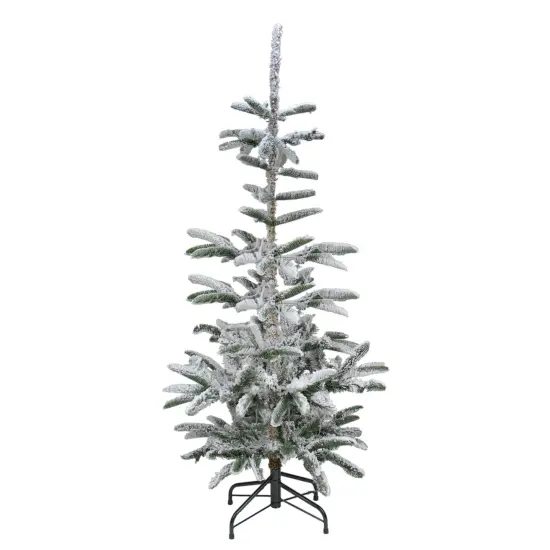 Northlight Real Touch&trade;️ Slim Flocked Nordmann Fir Artificial Christmas Tree - Unlit - 9' Green {3}
