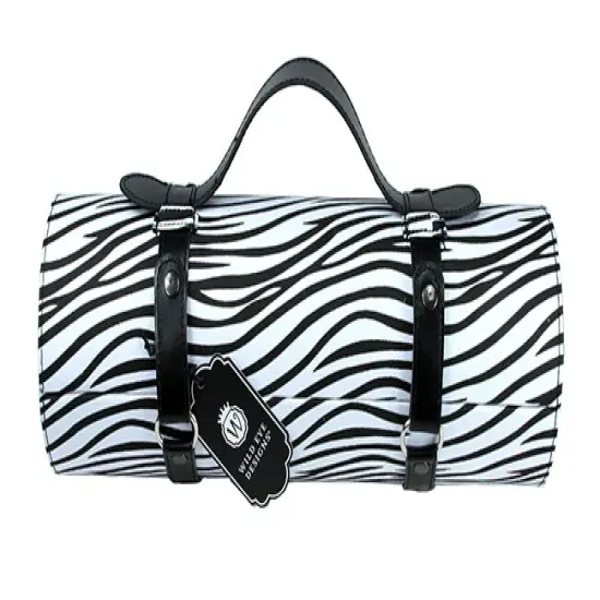 Wild Eye 13.25" Black and White Zebra Print Wine Bottle Carrier Purse {1}