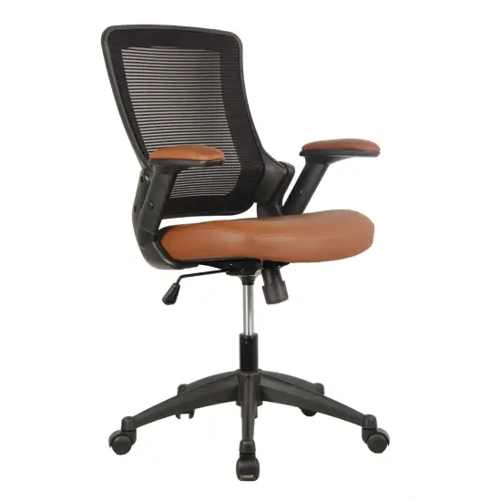 Techni Office Solutions 34" Black, Brown, and Metallic Gray Mid-Back Mesh Task Office Chair {1}