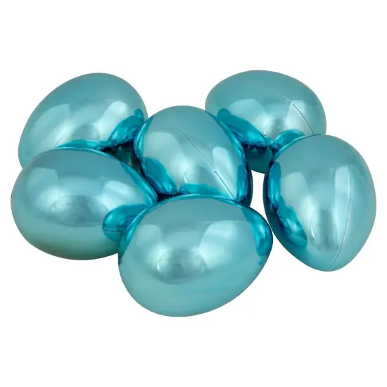 Northlight Set of 6 Metallic Blue Medium Size Easter Egg Decorations 3.5" {1}