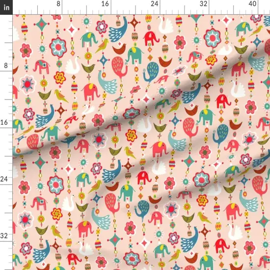 Various Fabrics by the Yard or Fat Quarter Whimsical Beads Flower Peacock Bead Print Childhood Toys Tassels Custom Printed Fabric by Spoonflower {1}