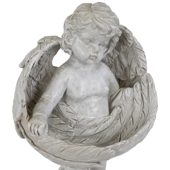 Northlight Cherub Wrapped in Wings Outdoor Garden Statue - 8" Gray {7}