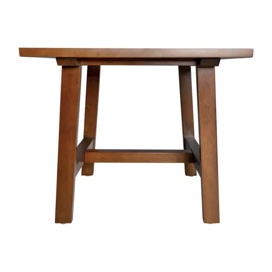 Merrick Lane Mabel Farmhouse Trestle End Table, Solid Wood Rustic Accent Table Walnut {3}