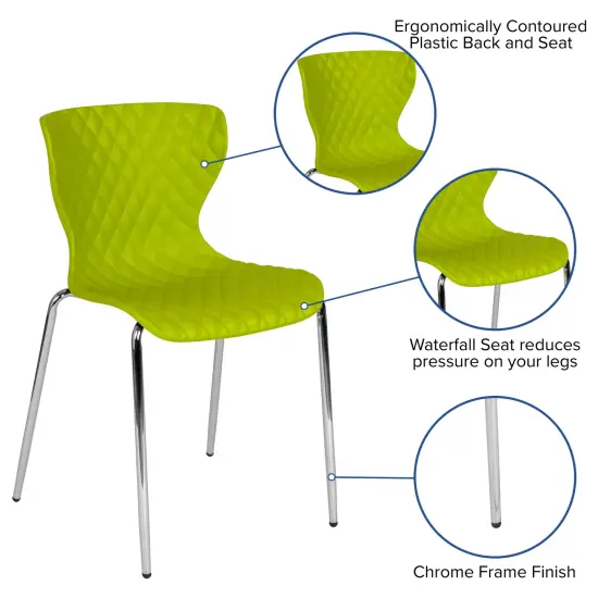 Emma and Oliver Contemporary Design Accent Dining Plastic Stack Chair Citrus Green {2}