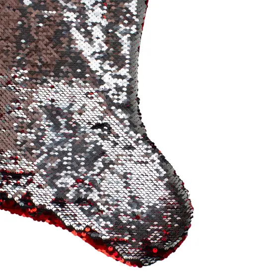 Northlight 22" Red and Silver Reversible Sequined Christmas Stocking {6}