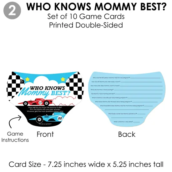 Big Dot of Happiness Let's Go Racing - Racecar - 4 Race Car Baby Shower Games - 10 Cards Each - - Gamerific Bundle {6}