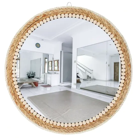 Creekview Home Emporium Bohemian Decor Round Rattan Mirror - 20in Rustic Mirror {1}