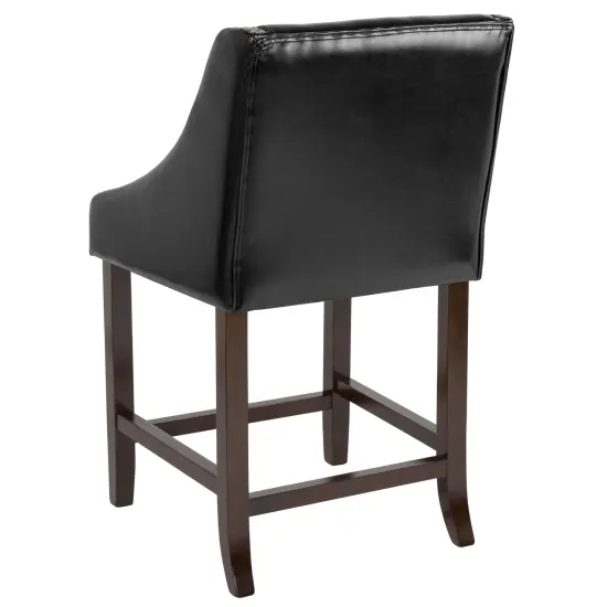 Merrick Lane Taylorsville 24 Inch Counter Height Stool with Nailhead Trim Black LeatherSoft {4}