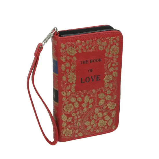 Red and Gold Book of Love Wallet ID Holder Snap Close Novelty Fashion Wristlet {1}