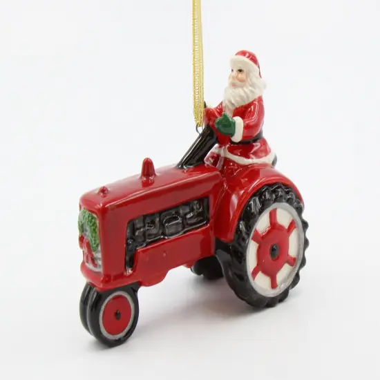 Ceramic Christmas Santa Driving Tractor Ornament, Home D&eacute;cor, Gift for Her, Gift for Mom, Kitchen D&eacute;cor, Christmas D&eacute;cor {3}