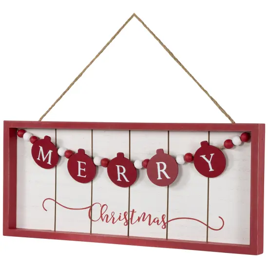 Northlight 14" Framed "Merry Christmas" Wooden Hanging Wall Sign Red {5}