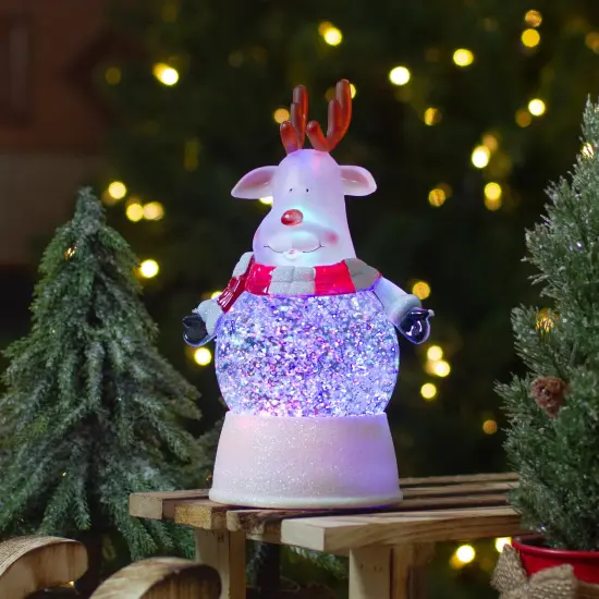 Northlight LED Lighted Color Changing Reindeer Christmas Snow Globe - 8" White {3}