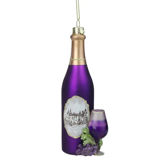 Northlight 5.75" Purple Wine Country Bottle Glass Christmas Ornament {1}