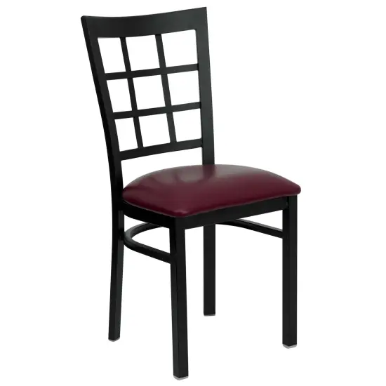 Emma and Oliver Window Back Metal Restaurant Dining Chair Natural/BlackMetal {6}