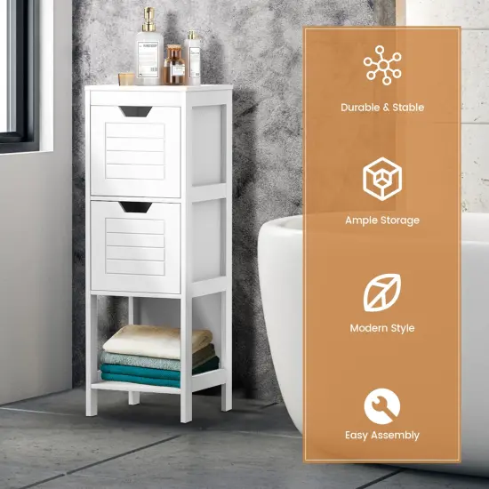 Bathroom Wooden Floor Cabinet Multifunction Storage Rack Stand Organizer White {5}