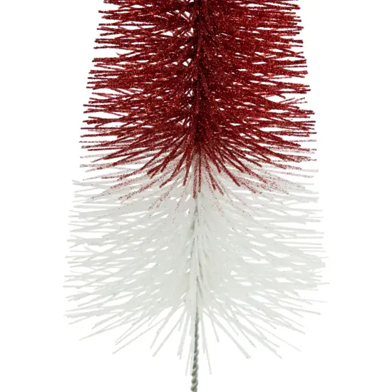 Northlight Glittered Bottlebrush Christmas Tree - 12" - Red and White {7}