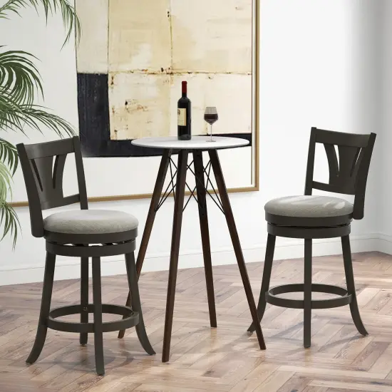 Costway 26.5'' Swivel Bar Stool Counter Height with Curved Backrest & Rubber Wood Legs {4}
