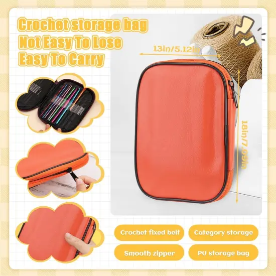 54 Pcs Crochet Needles Set, Crochet Hooks Kit with Storage Case, Ergonomic Knitting Needles Blunt Needles Stitch Marker DIY Hand Knitting Craft Art Tools for Beginners Yellow {5}