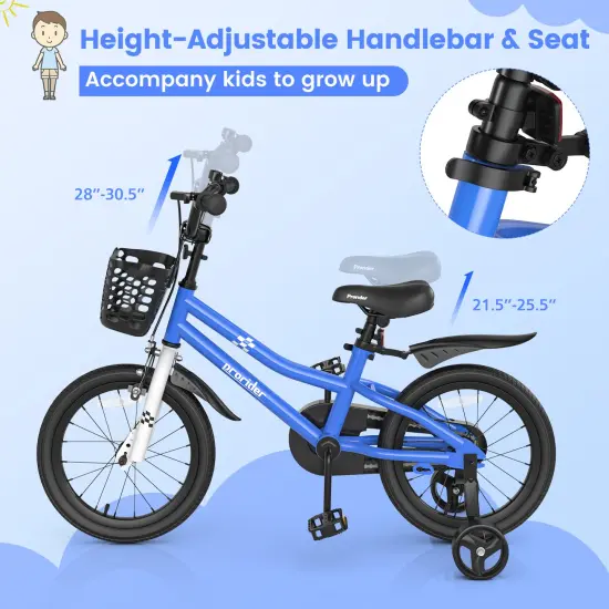 16 Inch Kid's Bike with Removable Training Wheels Navy {6}
