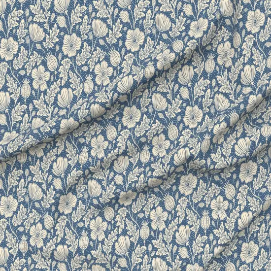 Various Fabrics by the Yard or Fat Quarter Vintage Floral Blue Botanical Garden Bloom Meadow Wildflower Custom Printed Fabric by Spoonflower {6}