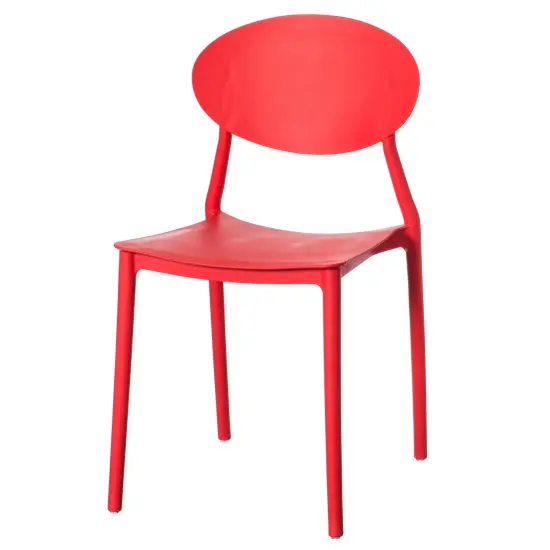 Modern Plastic Outdoor Dining Chair with Open Oval Back Design Single Red {1}