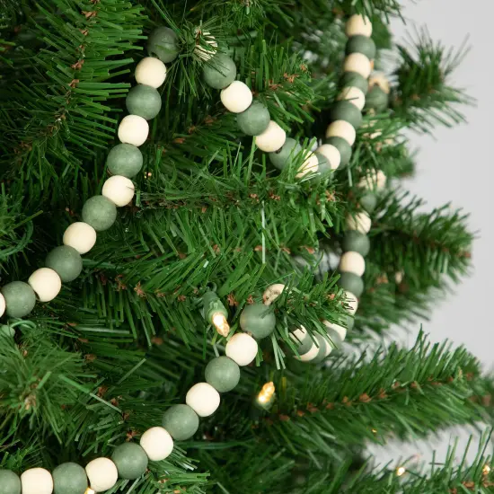 Northlight 6' Green and Cream Wooden Beads Christmas Garland, Unlit {3}