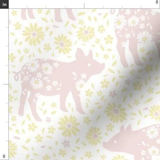 Various Fabrics by the Yard or Fat Quarter Shabby Chic Pigs Farmhouse Pastel Pink Yellow Cheerful Playful Delicate Custom Printed Fabric by Spoonflower {4}