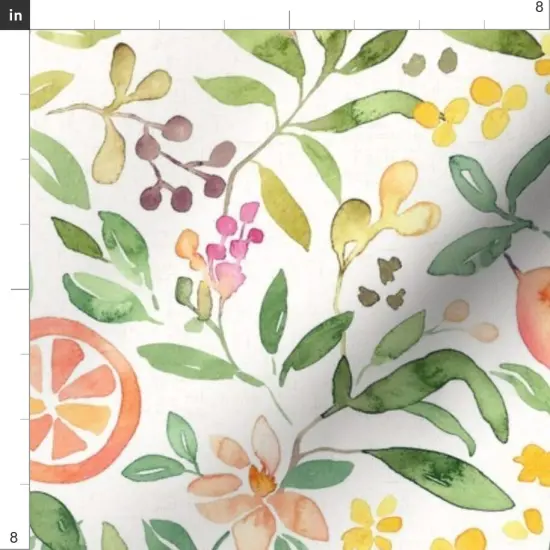 Various Fabrics by the Yard or Fat Quarter Watercolor Fruit Tropical Summer Floral Citrus Orange Avocado Papaya Lemon Peach Custom Printed Fabric by Spoonflower {4}