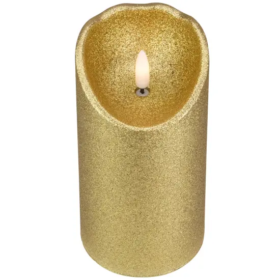 Northlight LED Lighted Flameless Flickering Pillar Christmas Candle - 6" - Gold {4}