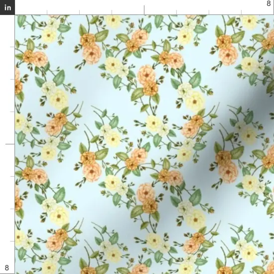 Various Fabrics by the Yard or Fat Quarter Dainty Botanical Simple Floral Yellow Orange Blue Small Scale Feminine Custom Printed Fabric by Spoonflower {4}