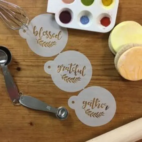 Grateful, Blessed and Gather Cookie Stencil | C993 by Designer Stencils | Cookie Decorating Tools | {5}