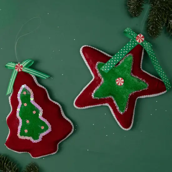 Northlight Plush Peppermint Star Christmas Ornament - 8" - Red and Green {3}