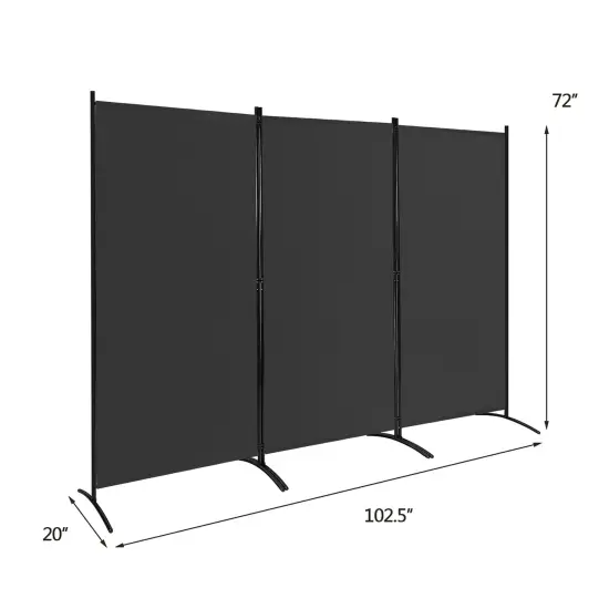Costway 3-Panel Room Divider Folding Privacy Partition Screen for Office Room White\Black\Brown {3}