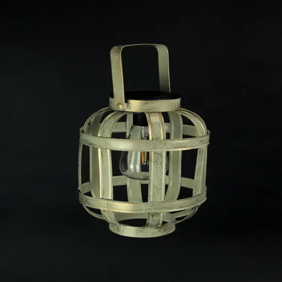 Metallic Gold Finish Industrial Style Solar Powered LED Hanging Lantern {4}