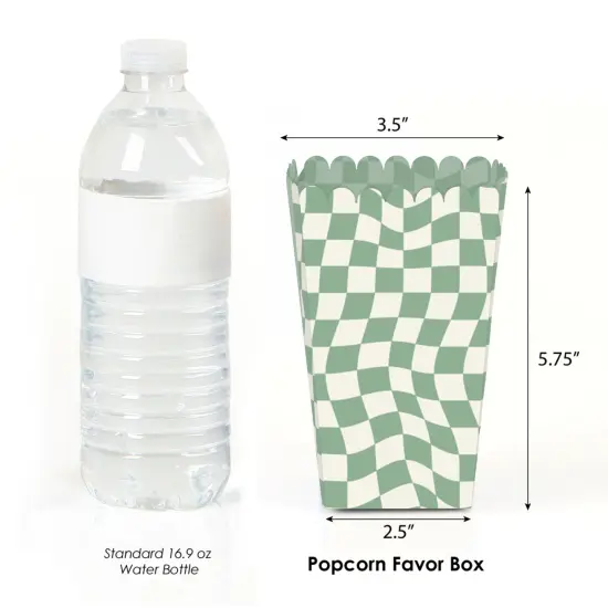 Big Dot of Happiness Sage Green Checkered Party - Favor Popcorn Treat Boxes - Set of 12 {3}