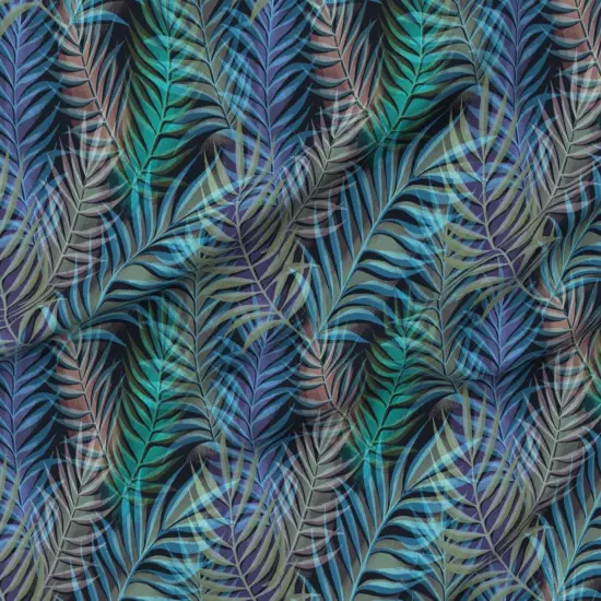 Various Fabrics by the Yard or Fat Quarter Jewel Tone Palm Tropical Foliage Rainforest Summer Purple Blue Green Large Scale Custom Printed Fabric by Spoonflower {6}