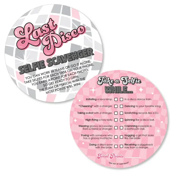 Big Dot of Happiness Last Disco - Selfie Scavenger Hunt - Bachelorette Party Game - Set of 12 {1}