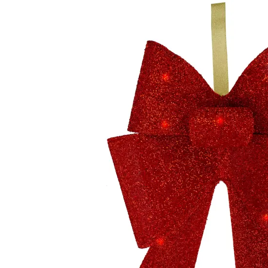Northlight 26" LED Lighted Red Tinsel Bow Christmas Decoration {5}