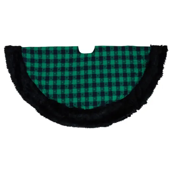 Northlight 48" Green and Black Plaid Christmas Tree Skirt {1}
