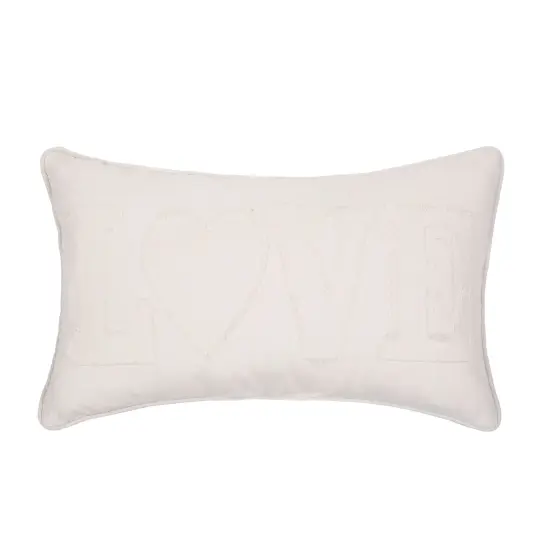 Valentine's Day White "Love" Applique Accent Pillow, 12" x 20" {1}
