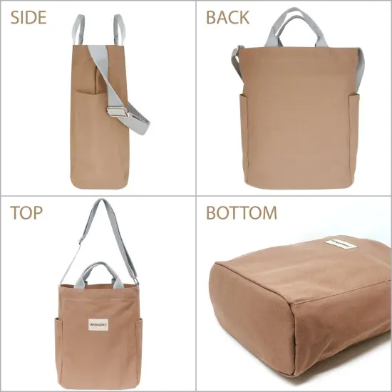 Wrapables Canvas Tote Bag for Women, Casual Cross Body Shoulder Handbag Chocolate {2}
