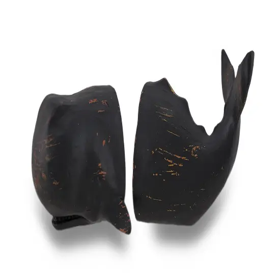 Whale Top and Tail Black Distressed Finish Bookends Set of 2 {1}